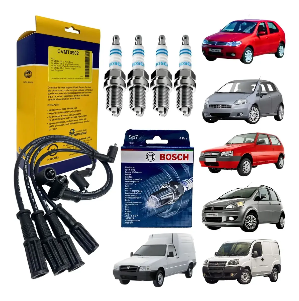 Kit Cabos E Velas Palio Idea Doblo Fiorino Punto Uno Fire
