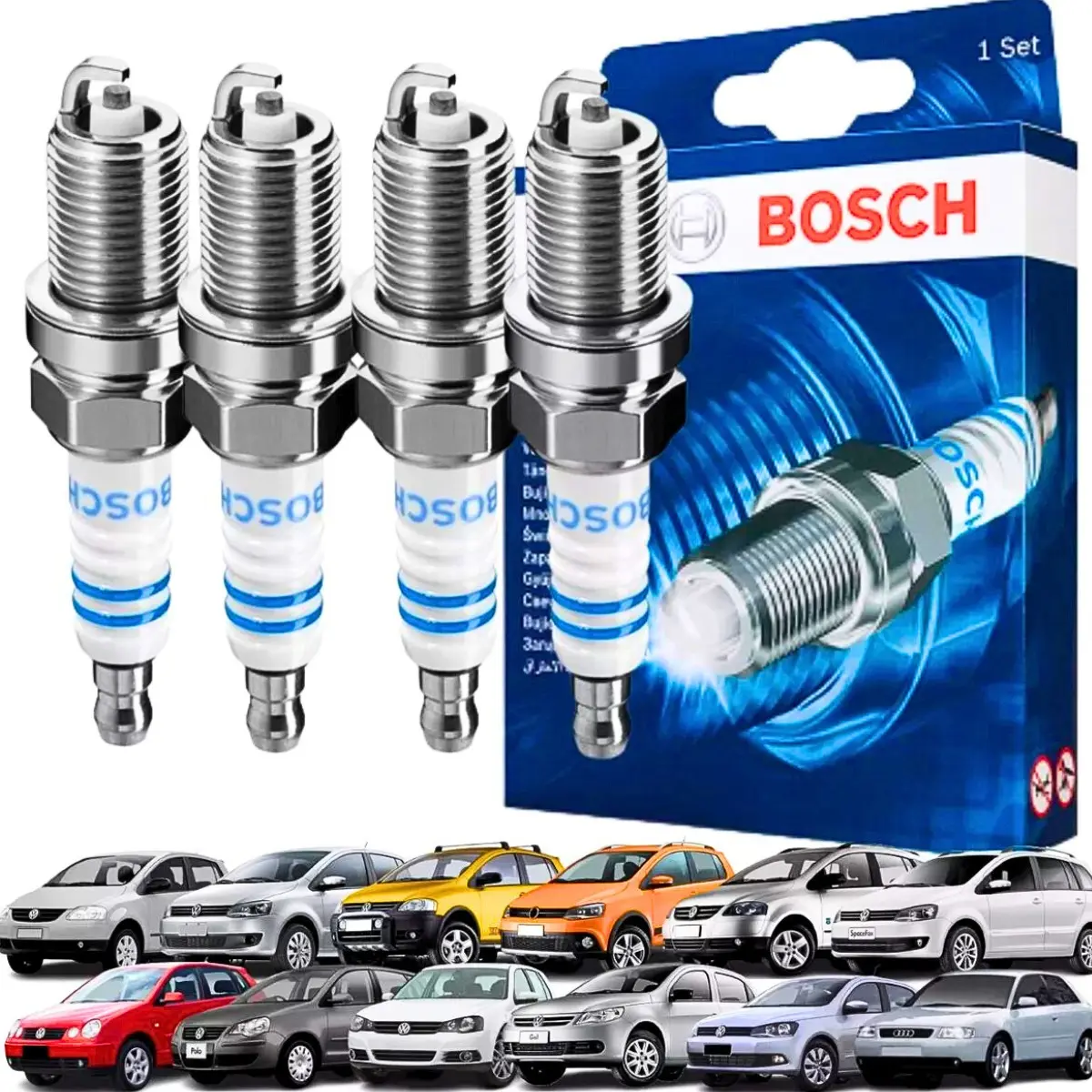 Jogo Velas Fox Gol Saveiro G4 G5 G6 G7 1.0 1.6 8v Flex Bosch